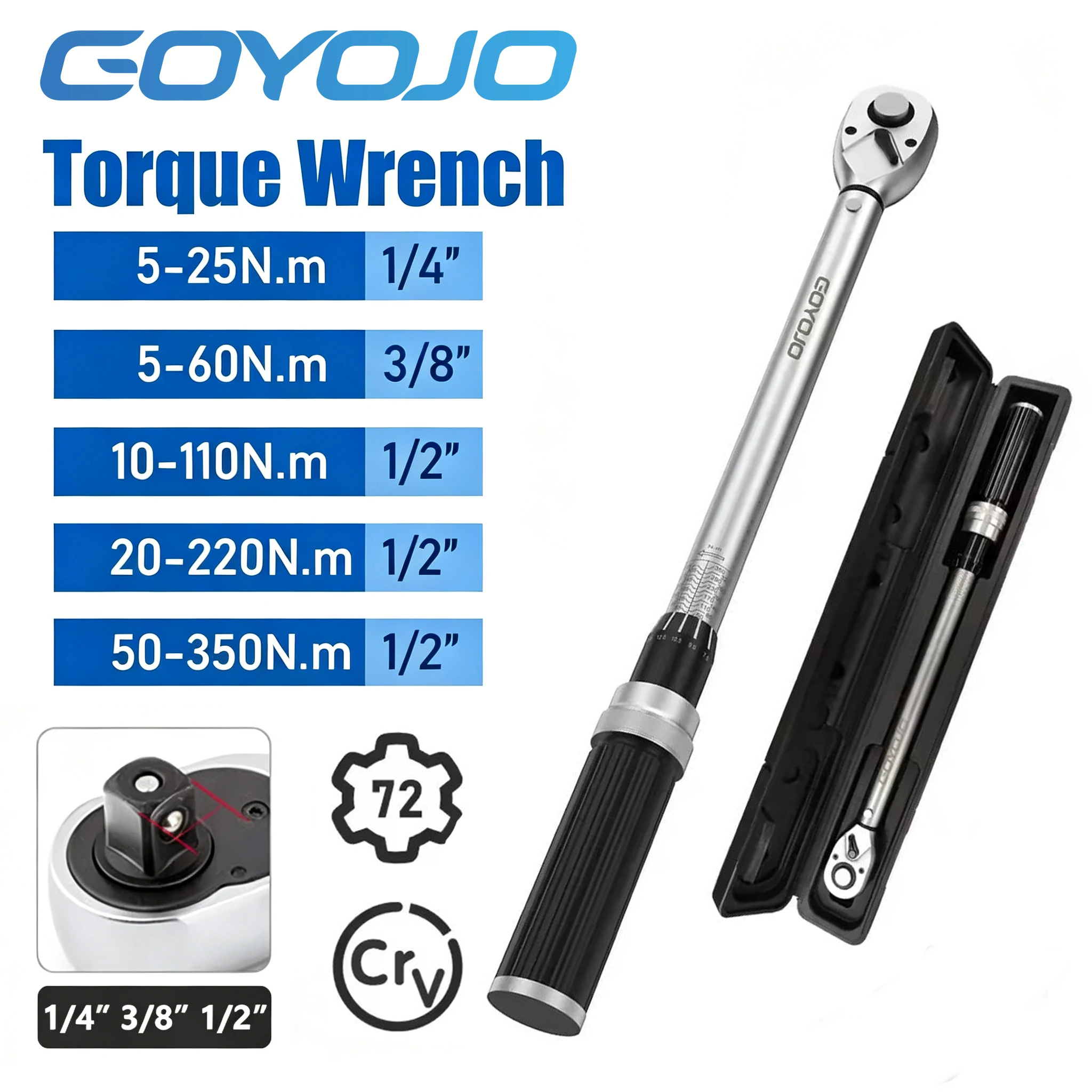 Torque Wrench 1/4 3/8 1/2 Square Drive High Accuracy Torques Key Professional Torque Wrench 50-350N.m Bicycle Automotive Tool
Torque Wrench 1/4 3/8 1/2 Square Drive High Accuracy Torques Key Professional Torque Wrench 50-350N.m Bicycle Automotive Tool