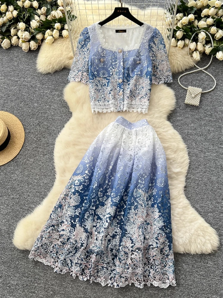 2025 French Vintage Elegant Luxury 2 Piece Set Women Lace Embroidery Puff Sleeve Tops+High Waisted Skirt High End Evening Gown
2025 French Vintage Elegant Luxury 2 Piece Set Women Lace Embroidery Puff Sleeve Tops+High Waisted Skirt High End Evening Gown