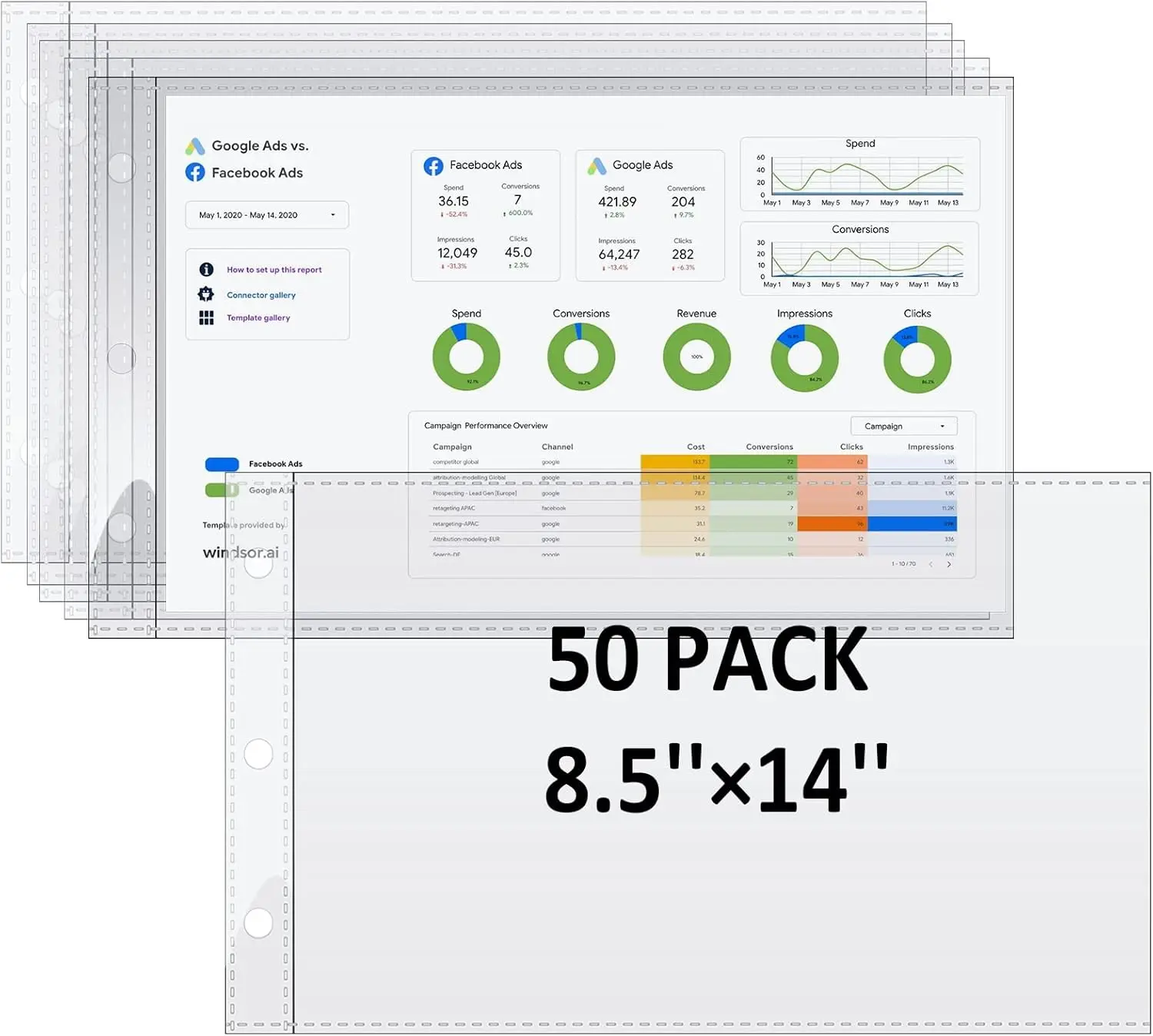 50 Legal Size Sheet Protectors, 8.5x14, Side Loading, Clear, for 3 Ring Binder
50 Legal Size Sheet Protectors, 8.5x14, Side Loading, Clear, for 3 Ring Binder