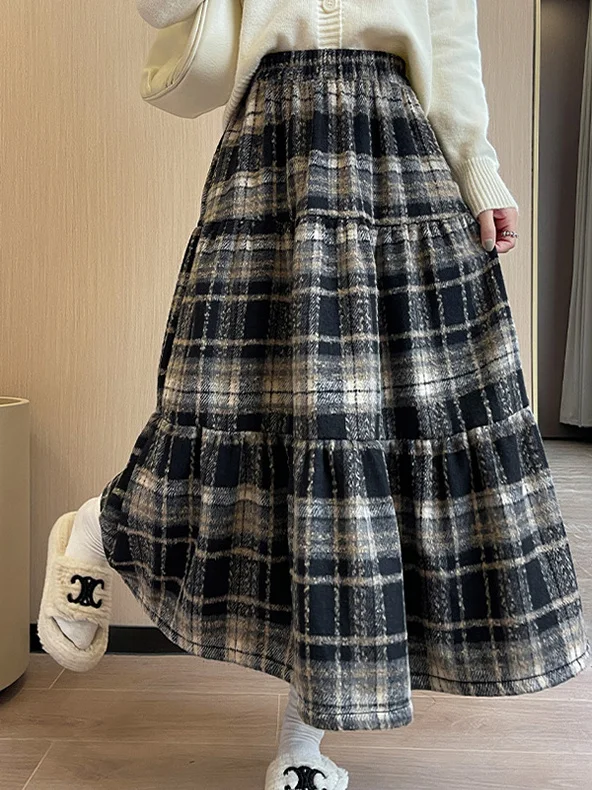plus Size 300 Pou Retro Tweed Plaid Skirt Women's High Waist Slimming Midi Skirt Autumn Winter Small Stature A-Line Skirt
plus Size 300 Pou Retro Tweed Plaid Skirt Women's High Waist Slimming Midi Skirt Autumn Winter Small Stature A-Line Skirt