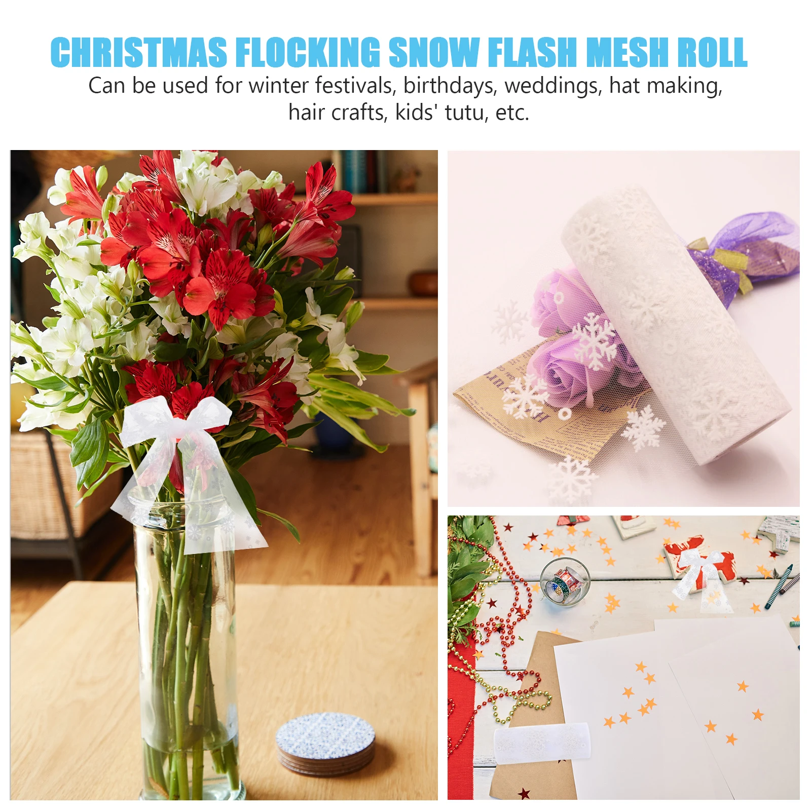 Snowflake Glitter Mesh Rolls Gauze Ribbon for DIY Craft Decoration Christmas Wreath Party Tulle Yarn Shoe Bags
Snowflake Glitter Mesh Rolls Gauze Ribbon for DIY Craft Decoration Christmas Wreath Party Tulle Yarn Shoe Bags