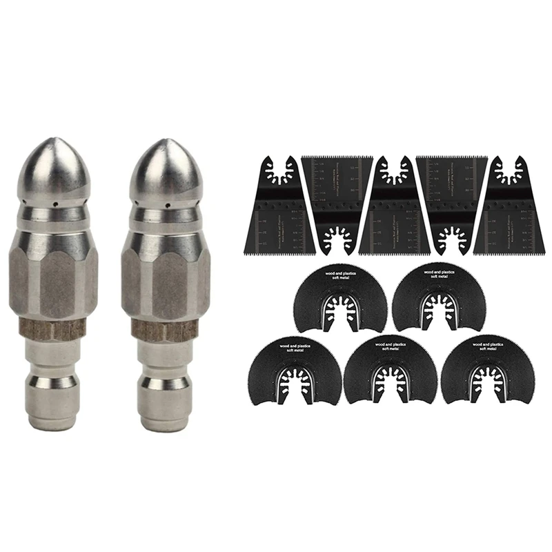 2 Pcs Pressure Washer Sewer Jetter Nozzle With 10 Pcs Wood Oscillating Multi Tool Quick Release Saw Blades
2 Pcs Pressure Washer Sewer Jetter Nozzle With 10 Pcs Wood Oscillating Multi Tool Quick Release Saw Blades