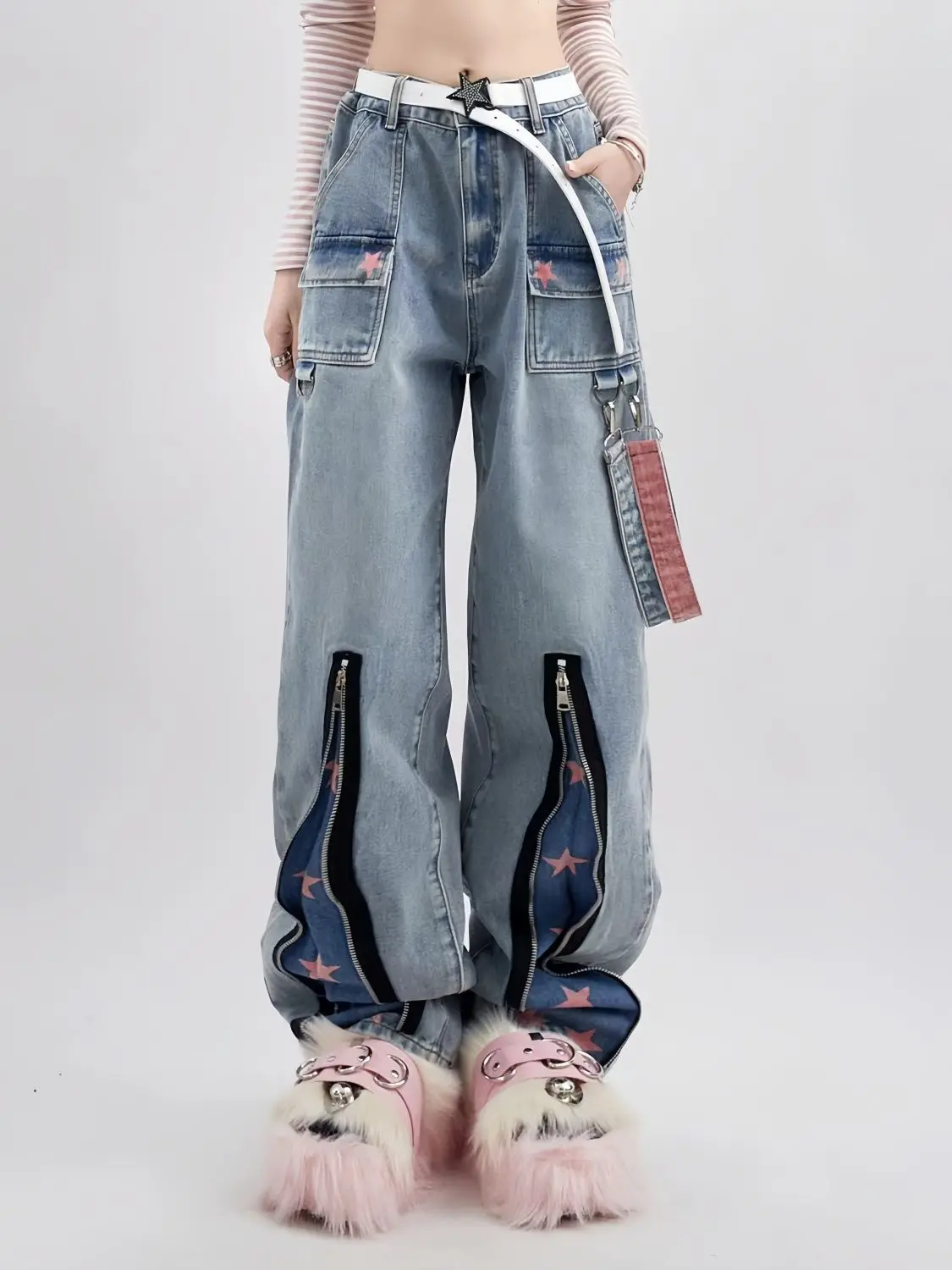 American High Waist Straight Jeans Star Leg Waist Loose Wide Leg Women's Y2K Washed Distressed Versatile Casual Denim Pant 2025
American High Waist Straight Jeans Star Leg Waist Loose Wide Leg Women's Y2K Washed Distressed Versatile Casual Denim Pant 2025
