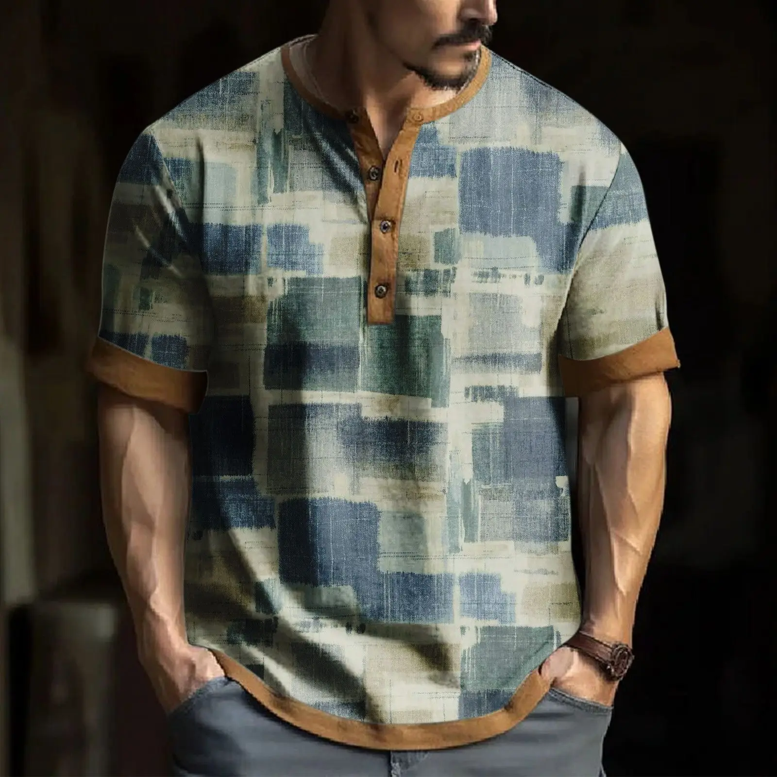 Ethnic Art Style Leisure Beach Vacation Wear Hot Selling Men's Short Sleeved Shirts Summer Stand Up Collar Shirts
Ethnic Art Style Leisure Beach Vacation Wear Hot Selling Men's Short Sleeved Shirts Summer Stand Up Collar Shirts