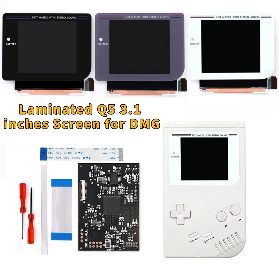 Laminated Black/White/Gray Q5 3.1 inches Larger Display HD IPS RIPS Screen OSD FRM For GB GBO DMG LCD Replacement Easy Install
Laminated Black/White/Gray Q5 3.1 inches Larger Display HD IPS RIPS Screen OSD FRM For GB GBO DMG LCD Replacement Easy Install