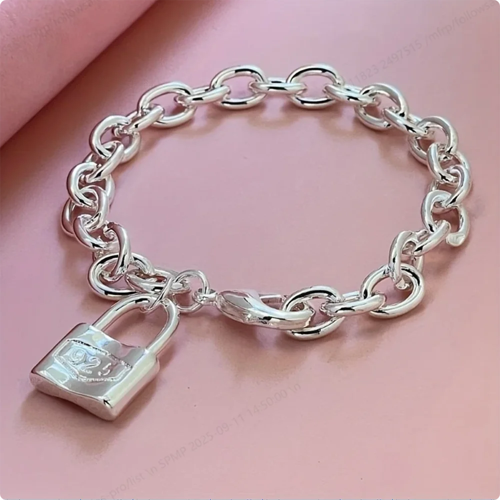 925 Sterling Silver Delicate Lock Bracelet for Women and Men - Fashion Jewelry, Party & Wedding Accessories
925 Sterling Silver Delicate Lock Bracelet for Women and Men - Fashion Jewelry, Party & Wedding Accessories