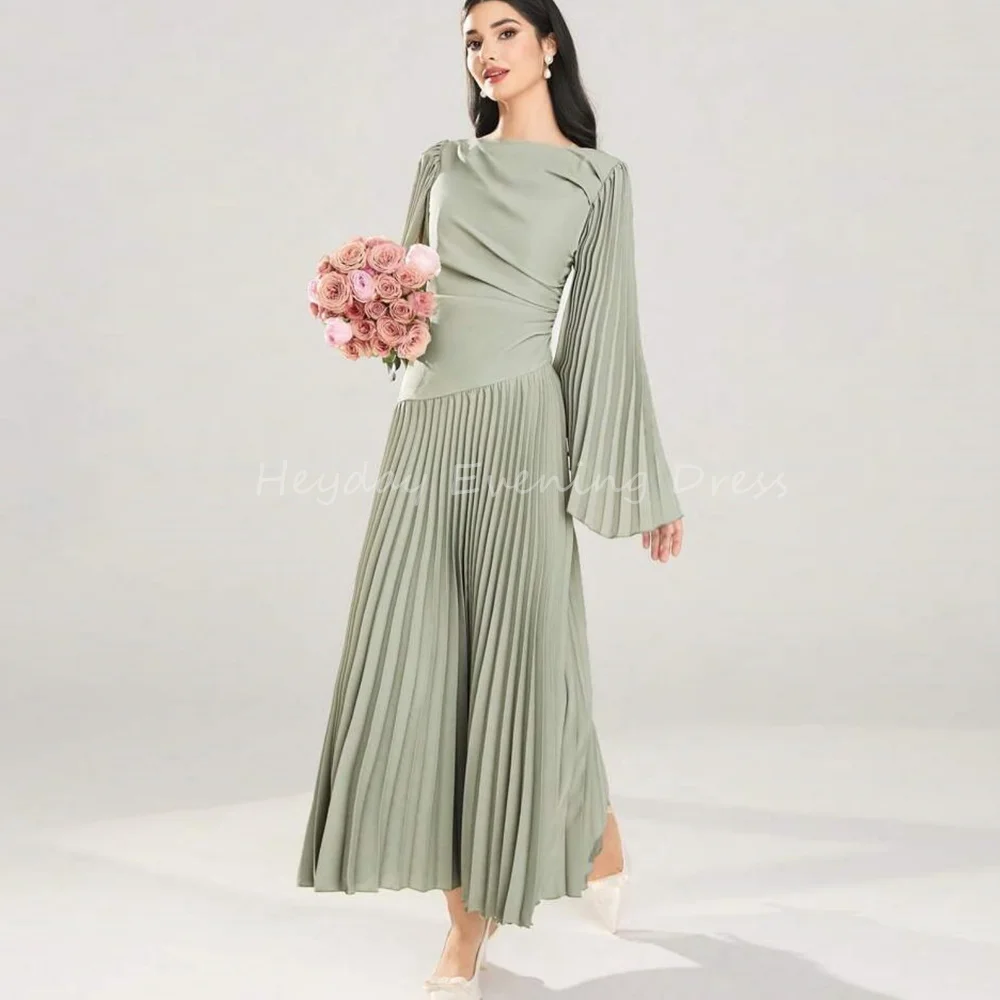 Heyday Crepe A-line O-neck Pleats Simple Evening Dresses For Women 2025 With Long Sleeves Ankle Length Elegant Formal Party Gown
Heyday Crepe A-line O-neck Pleats Simple Evening Dresses For Women 2025 With Long Sleeves Ankle Length Elegant Formal Party Gown