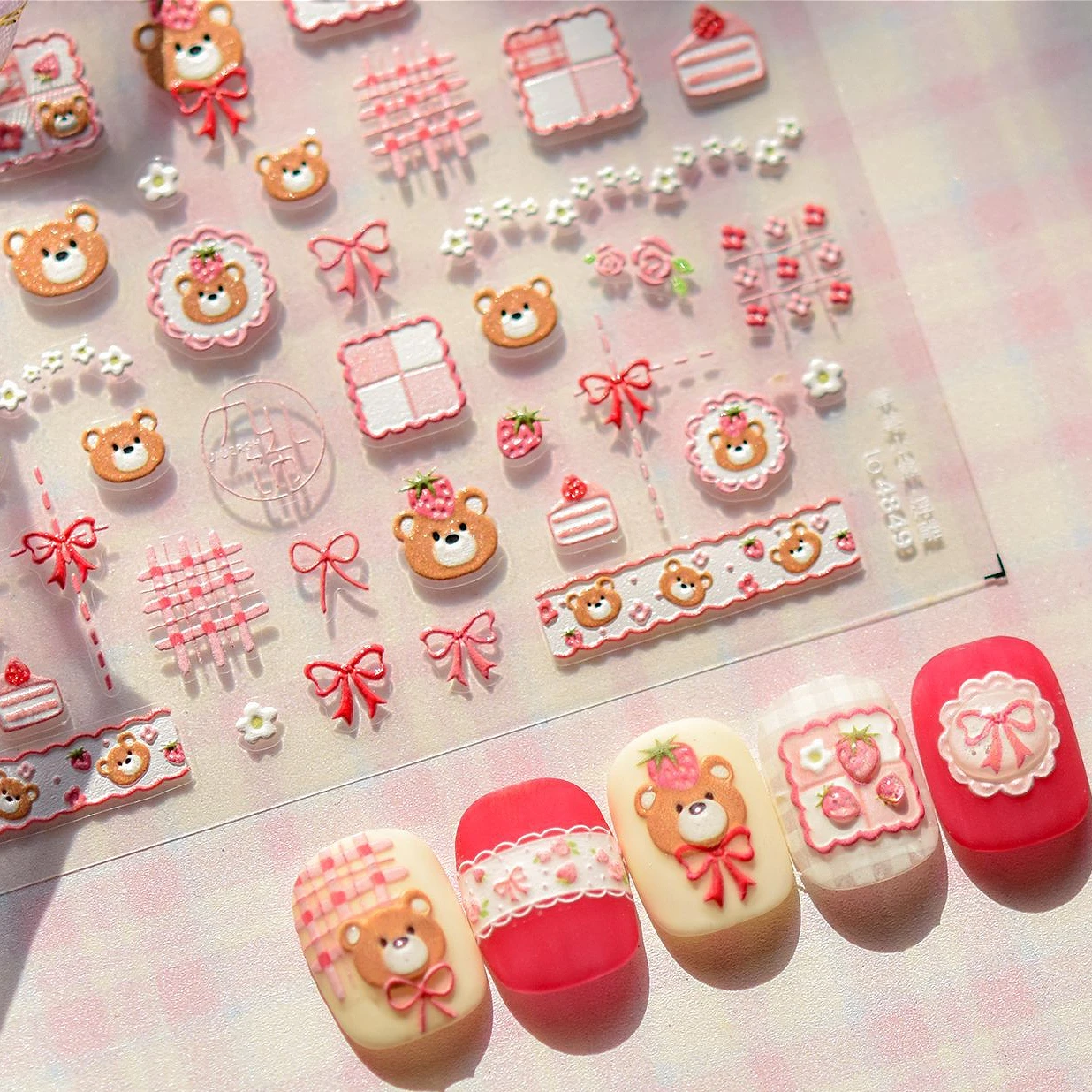 Cute Bear Strawberry Daisy Flower Delicate Bowknot Love Heart Lovely Gingham Bow Tie Charm Nail Art Stickers Manicure Tool Decal
Cute Bear Strawberry Daisy Flower Delicate Bowknot Love Heart Lovely Gingham Bow Tie Charm Nail Art Stickers Manicure Tool Decal