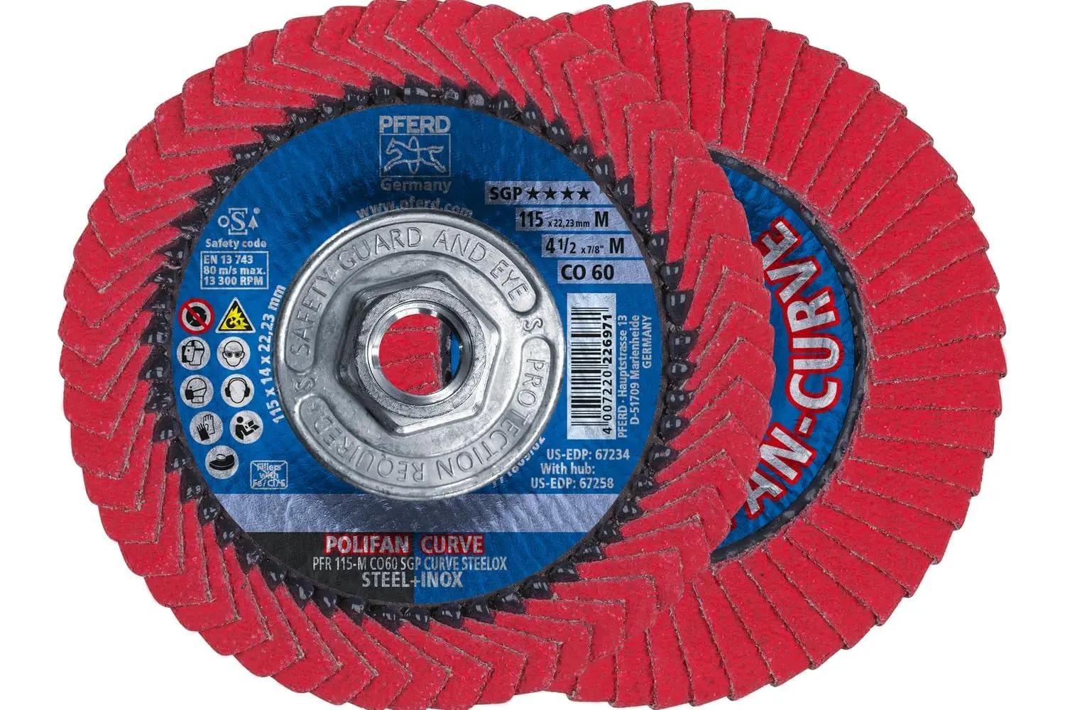 4-1/2" 60 Grit Flap Disc for Angle Grinder, 5/8-11 Thread, 13300 RPM, Ideal for Fillet Welds & Metal Removal
4-1/2" 60 Grit Flap Disc for Angle Grinder, 5/8-11 Thread, 13300 RPM, Ideal for Fillet Welds & Metal Removal