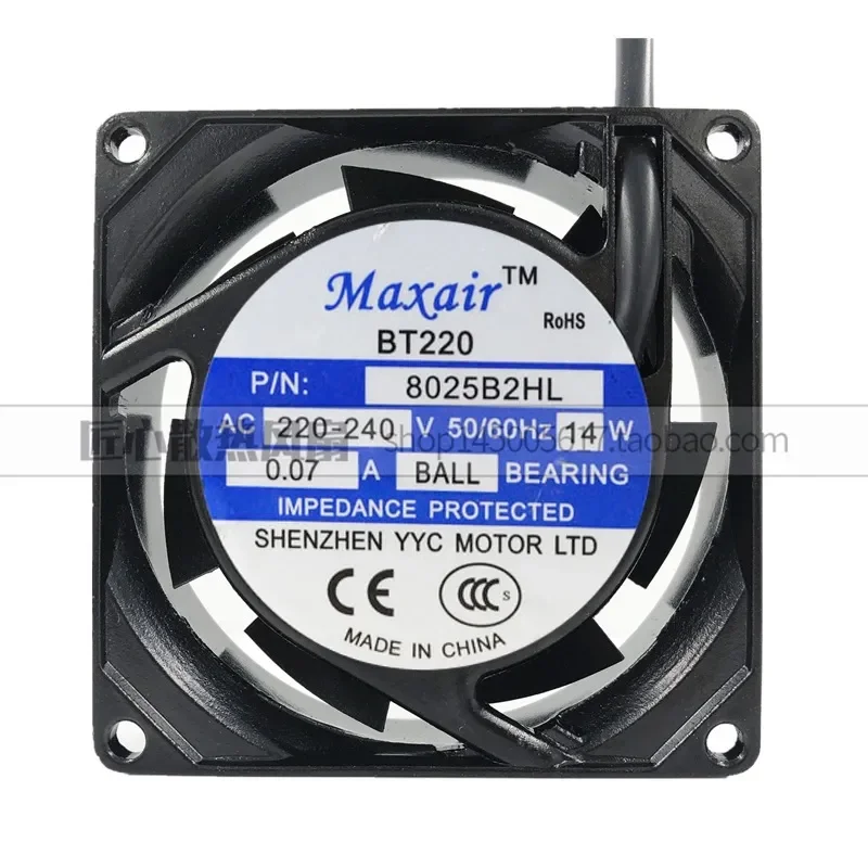 for Maxair BT8025B2HL Axial Fan AC Cooling Fan 8025B2HL Ball Bearing 220V
for Maxair BT8025B2HL Axial Fan AC Cooling Fan 8025B2HL Ball Bearing 220V