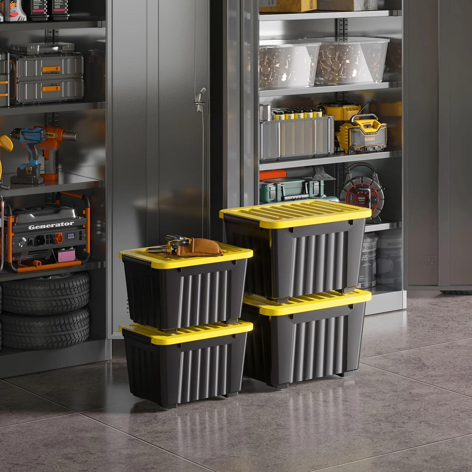 4/6 Pack of Storage Boxes with Lids And Wheels, 72 And 97 Quarts Capacity, Ideal for Storing Various Household Items, Stackable, Available in Three Colors
4/6 Pack of Storage Boxes with Lids And Wheels, 72 And 97 Quarts Capacity, Ideal for Storing Various Household Items, Stackable, Available in Three Colors