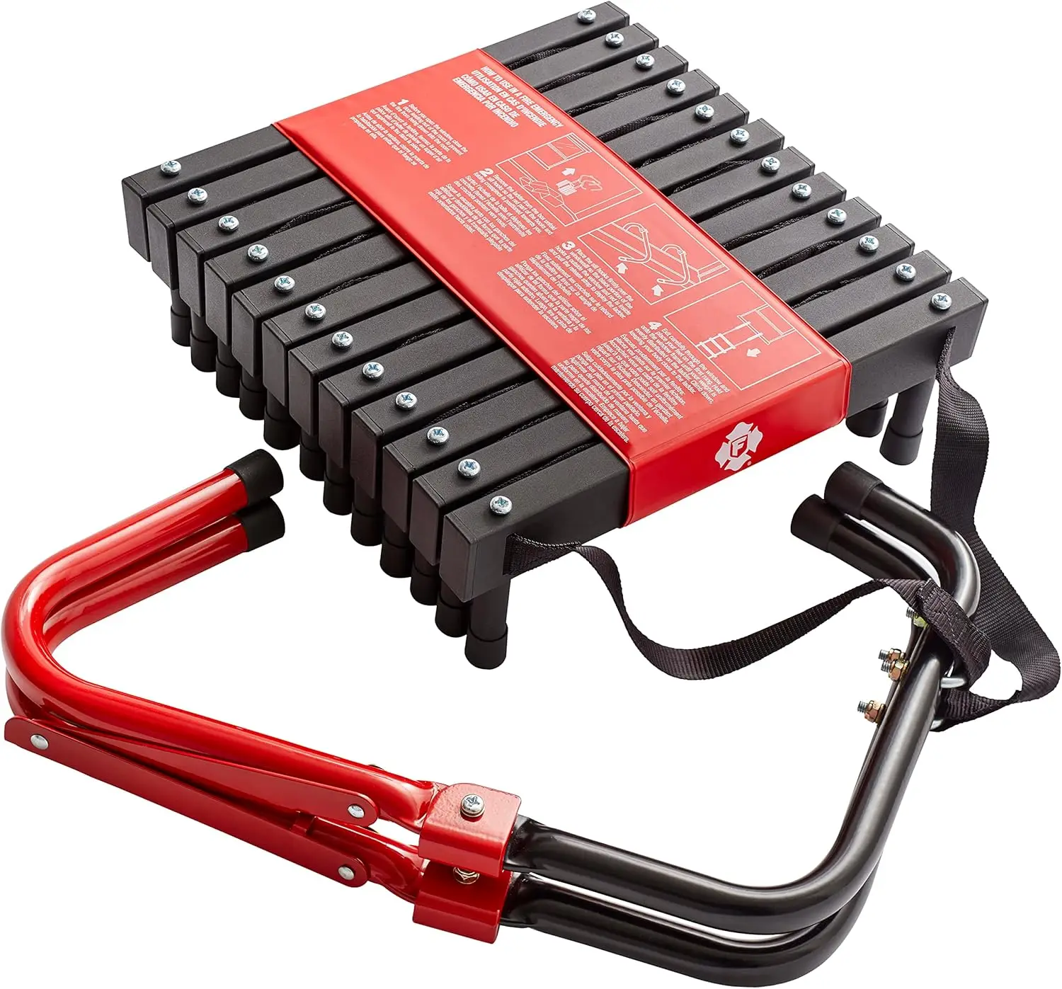 14-Foot Steel Fire Escape Ladder with Anti-Slip Steps, Two-Story Safety Solution in Black
14-Foot Steel Fire Escape Ladder with Anti-Slip Steps, Two-Story Safety Solution in Black