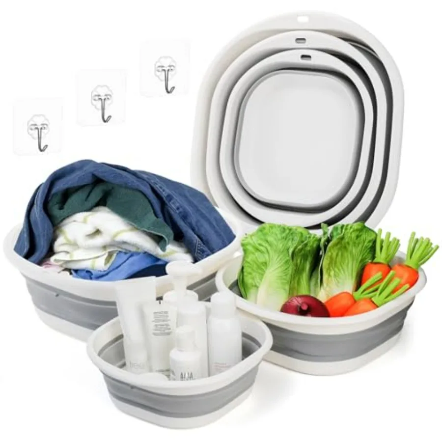 3 Pack Collapsible Wash Basin, Portable Washing Basin, Foldable Dish Tub Square, Space Saving Plastic Washtub for Dishing, Frui
3 Pack Collapsible Wash Basin, Portable Washing Basin, Foldable Dish Tub Square, Space Saving Plastic Washtub for Dishing, Frui