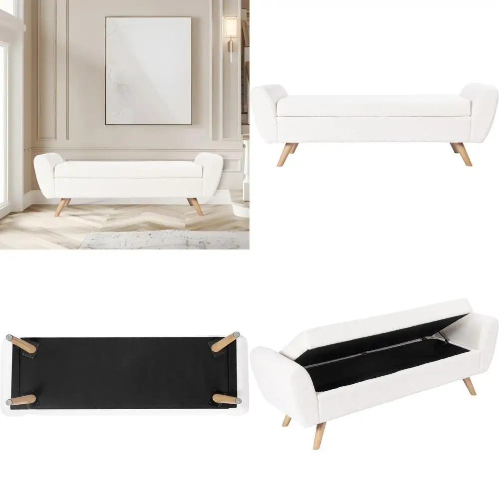 Sherpa Cream Storage Bench with Wooden Legs | Ideal for Living Room & Bedroom Décor
Sherpa Cream Storage Bench with Wooden Legs | Ideal for Living Room & Bedroom Décor