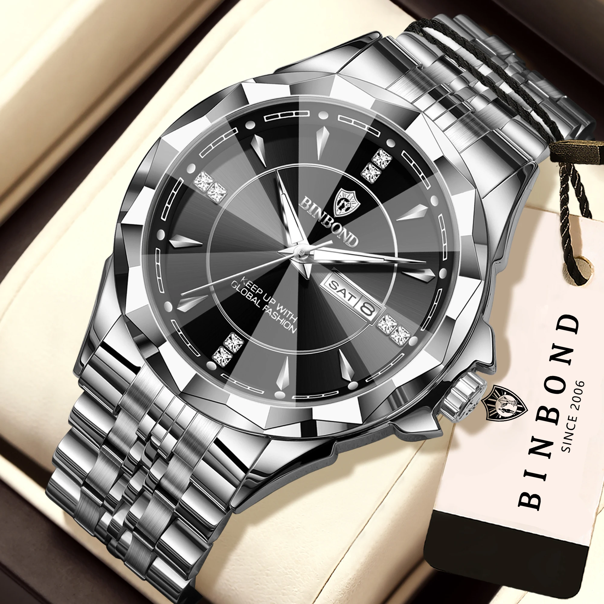 BINBOND Luminous Waterproof Week Display Auto Date Men's Watch Precise Quartz Watches For Men Luxury Durable Reloj
BINBOND Luminous Waterproof Week Display Auto Date Men's Watch Precise Quartz Watches For Men Luxury Durable Reloj