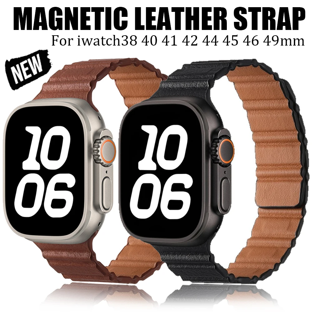 Leather magnetic strap for Apple Watch strap 45mm 44mm 40mm 38 42mm strap for IWatch series SE 6 7 8 9 10 46mm Ultra2 49mm band
Leather magnetic strap for Apple Watch strap 45mm 44mm 40mm 38 42mm strap for IWatch series SE 6 7 8 9 10 46mm Ultra2 49mm band
