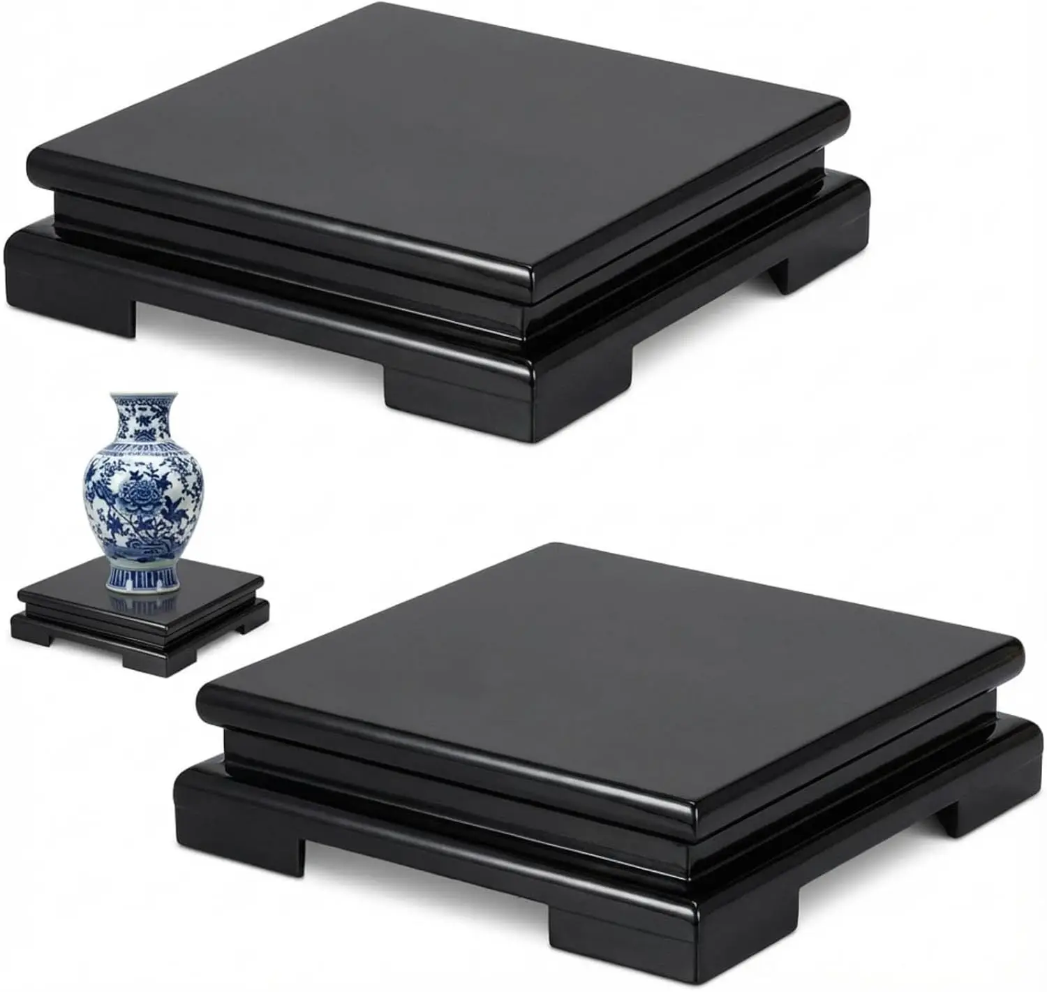 2 Pcs Square Wooden Display Stand 6.7x6.7x2 Inch Black Pedestal Riser for Vases, Teapot, Trophy, Collectibles, Home Decoration
2 Pcs Square Wooden Display Stand 6.7x6.7x2 Inch Black Pedestal Riser for Vases, Teapot, Trophy, Collectibles, Home Decoration