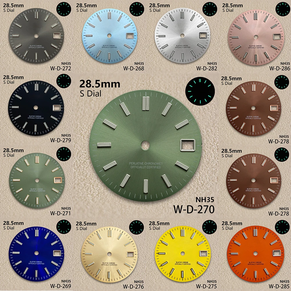 28.5mm S Logo Sunray Dial Fit NH35/NH36/4R/7S Japanese Movement Green Luminous High-Quality Watch Modification Accessories
28.5mm S Logo Sunray Dial Fit NH35/NH36/4R/7S Japanese Movement Green Luminous High-Quality Watch Modification Accessories