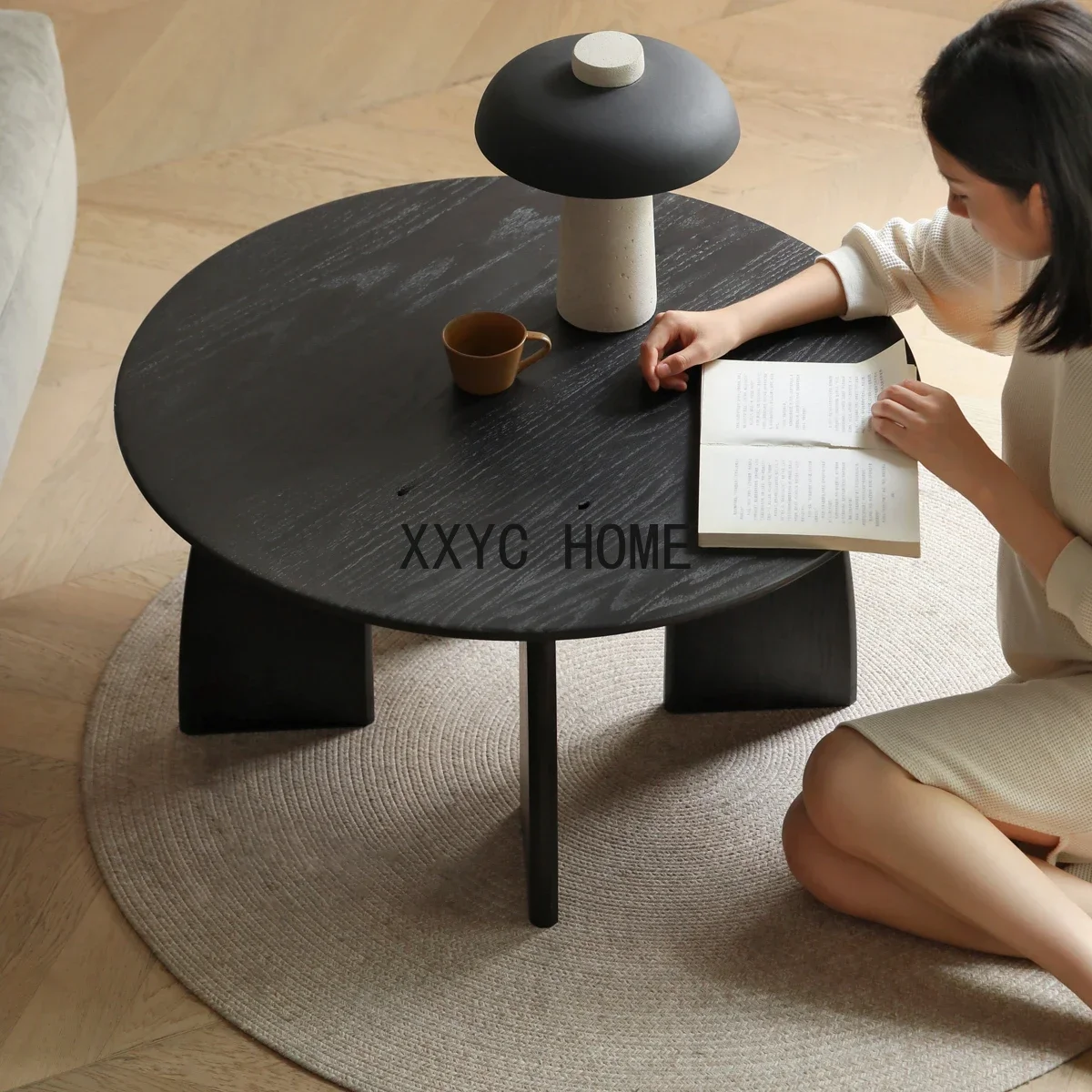 Black Solid Wood Small Coffee Table Japanese round Zen Tea Table Oak Minimalist round Tea Table
Black Solid Wood Small Coffee Table Japanese round Zen Tea Table Oak Minimalist round Tea Table