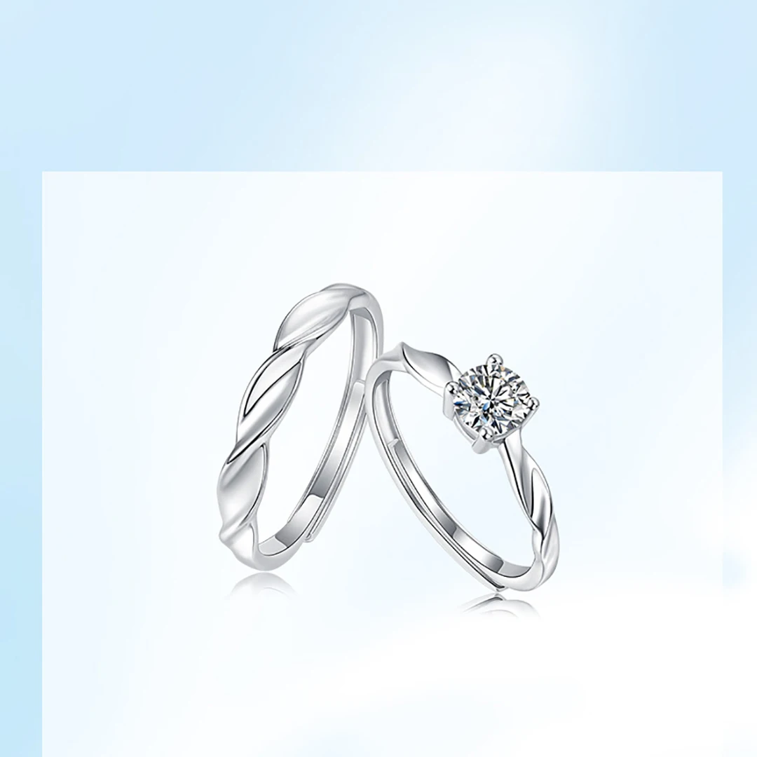 S925 pure silver moissanite couple ring with adjustable opening, non fading and non allergic, holiday wedding ring
S925 pure silver moissanite couple ring with adjustable opening, non fading and non allergic, holiday wedding ring