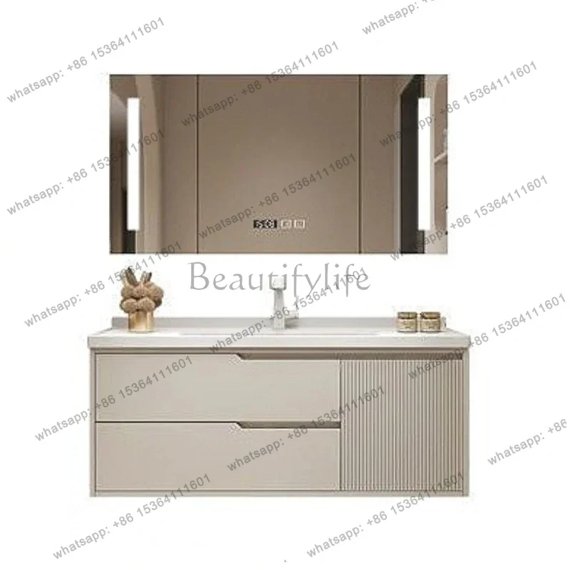 Oak paint cream wind bathroom cabinet combination ceramic integrated basin toilet washstand
Oak paint cream wind bathroom cabinet combination ceramic integrated basin toilet washstand