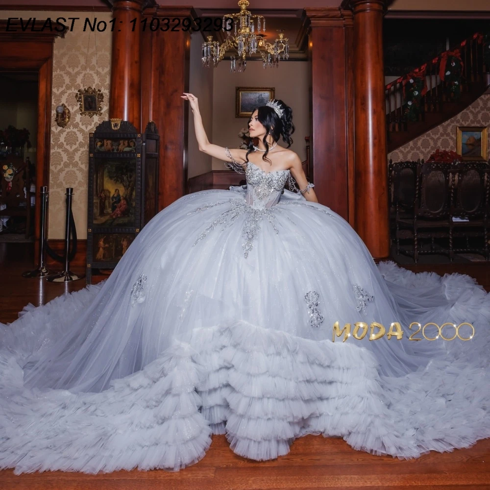 EVLAST Customized Glitter Grey Quinceanera Dress Ball Gown Lace Applique Beading Ruffles Bow Sweet 16 Vestidos De 15 Anos AQ190
EVLAST Customized Glitter Grey Quinceanera Dress Ball Gown Lace Applique Beading Ruffles Bow Sweet 16 Vestidos De 15 Anos AQ190