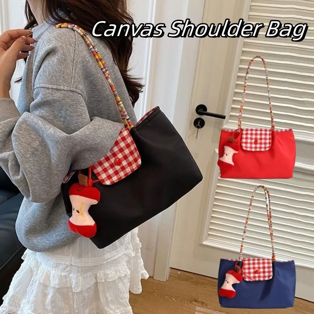Casual Nylon Plaid Shoulder Bag Hasp with Pendant Canvas Handbag Korean Style Square Tote Bag Student
Casual Nylon Plaid Shoulder Bag Hasp with Pendant Canvas Handbag Korean Style Square Tote Bag Student