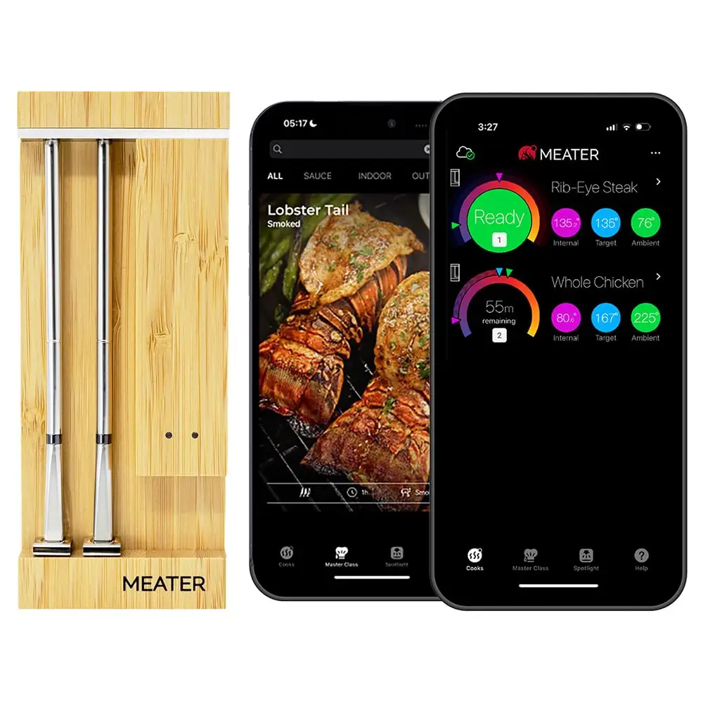 Wireless Smart Meat Thermometer with Dual Probes, High Heat Resistance, Long Range for BBQ, Oven, Grill, Smoker
Wireless Smart Meat Thermometer with Dual Probes, High Heat Resistance, Long Range for BBQ, Oven, Grill, Smoker