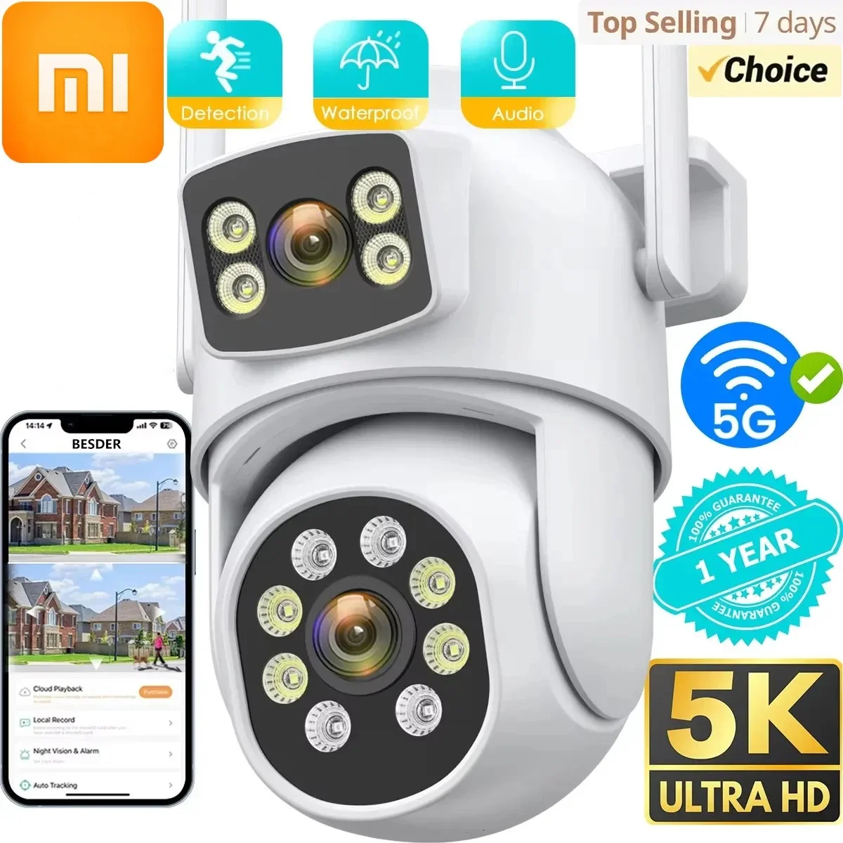 Xiaomi 2025 IP-камера видеонаблюдения Wi-Fi с двумя объективами, наружное автоматическое отслеживание, ночное видение, 5G HZ, Wi-Fi, камера наблюдения, защита безопасности
Xiaomi 2025 IP-камера видеонаблюдения Wi-Fi с двумя объективами, наружное автоматическое отслеживание, ночное видение, 5G HZ, Wi-Fi, камера наблюдения, защита безопасности