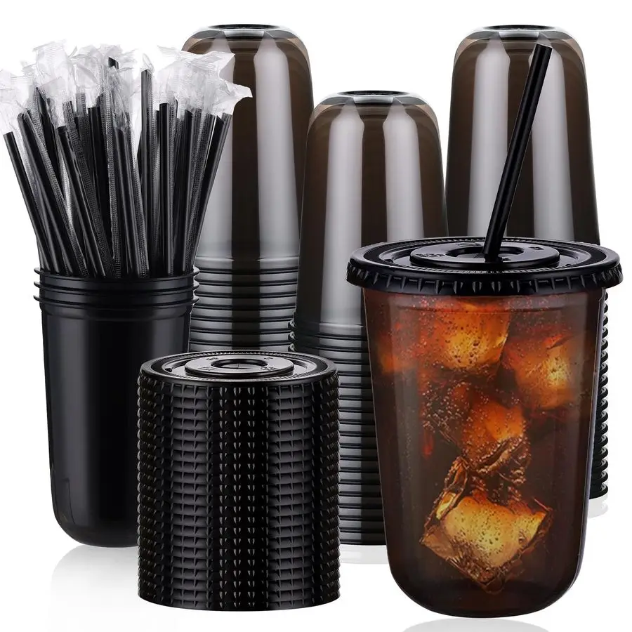 100 Set 16oz Plastic Cups with Lids and Straws, Disposable Black Clear Iced Coffee Cup with Lid, Round Bottom Plastic To Go Cups
100 Set 16oz Plastic Cups with Lids and Straws, Disposable Black Clear Iced Coffee Cup with Lid, Round Bottom Plastic To Go Cups
