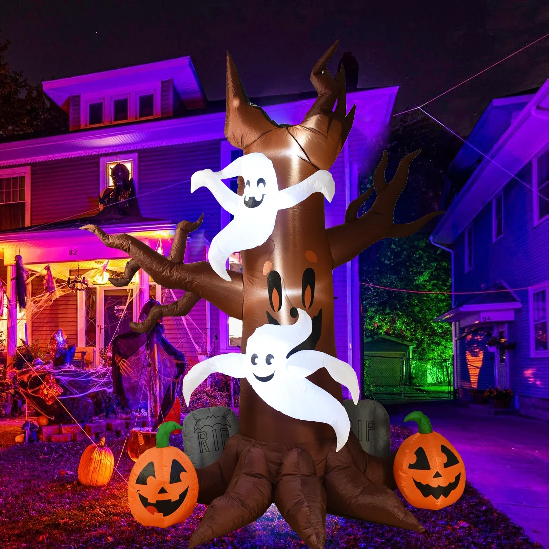 2.4m Halloween Decorations Scary Inflatable Tree with Ghost Pumpkin Tombstone Build-in LEDs for Outdoor Yard Garden Lawn Decor
2.4m Halloween Decorations Scary Inflatable Tree with Ghost Pumpkin Tombstone Build-in LEDs for Outdoor Yard Garden Lawn Decor