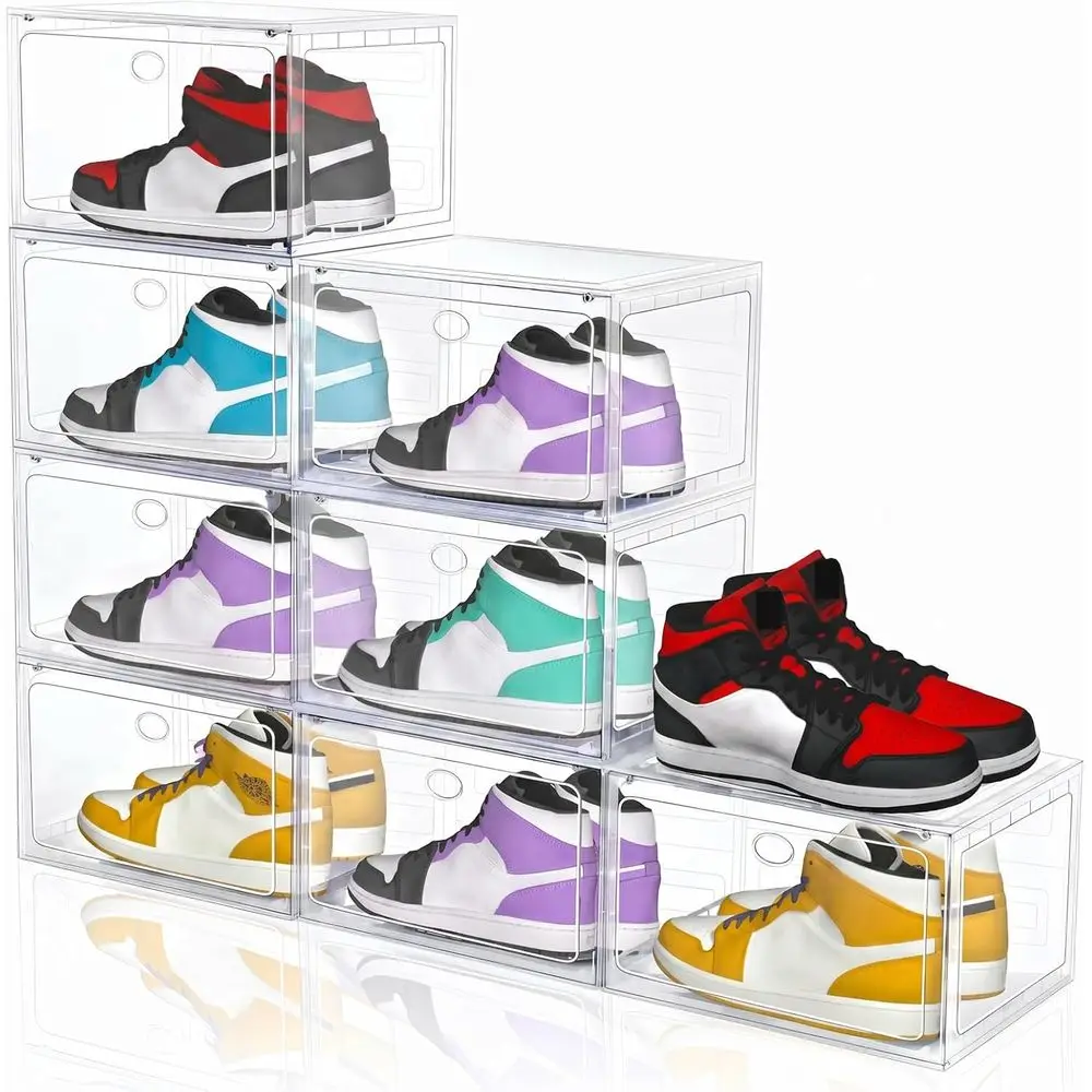 Large Shoe Boxes Clear Plastic Stackable, 8 Pack Drop Side Shoe Storage Organizer with Magnetic Door, Shoe Container Sneaker Sto
Large Shoe Boxes Clear Plastic Stackable, 8 Pack Drop Side Shoe Storage Organizer with Magnetic Door, Shoe Container Sneaker Sto
