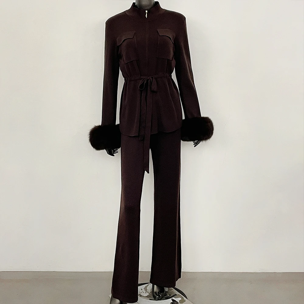 Womens Turtleneck Sweater Oversized Knit Pullover Thick Warm Soft Knitted Set Real Fox Fur Cuffs Winter Knit Suit Cardigan Women
Womens Turtleneck Sweater Oversized Knit Pullover Thick Warm Soft Knitted Set Real Fox Fur Cuffs Winter Knit Suit Cardigan Women