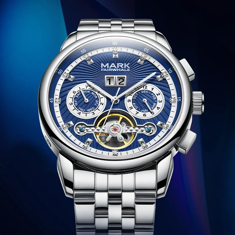 Mark Fairwhale Brand Luxury Tourbillon Mechanical Watch for Men Stainless Steel Waterproof Luminous Week Date Automatic Watches
Mark Fairwhale Brand Luxury Tourbillon Mechanical Watch for Men Stainless Steel Waterproof Luminous Week Date Automatic Watches