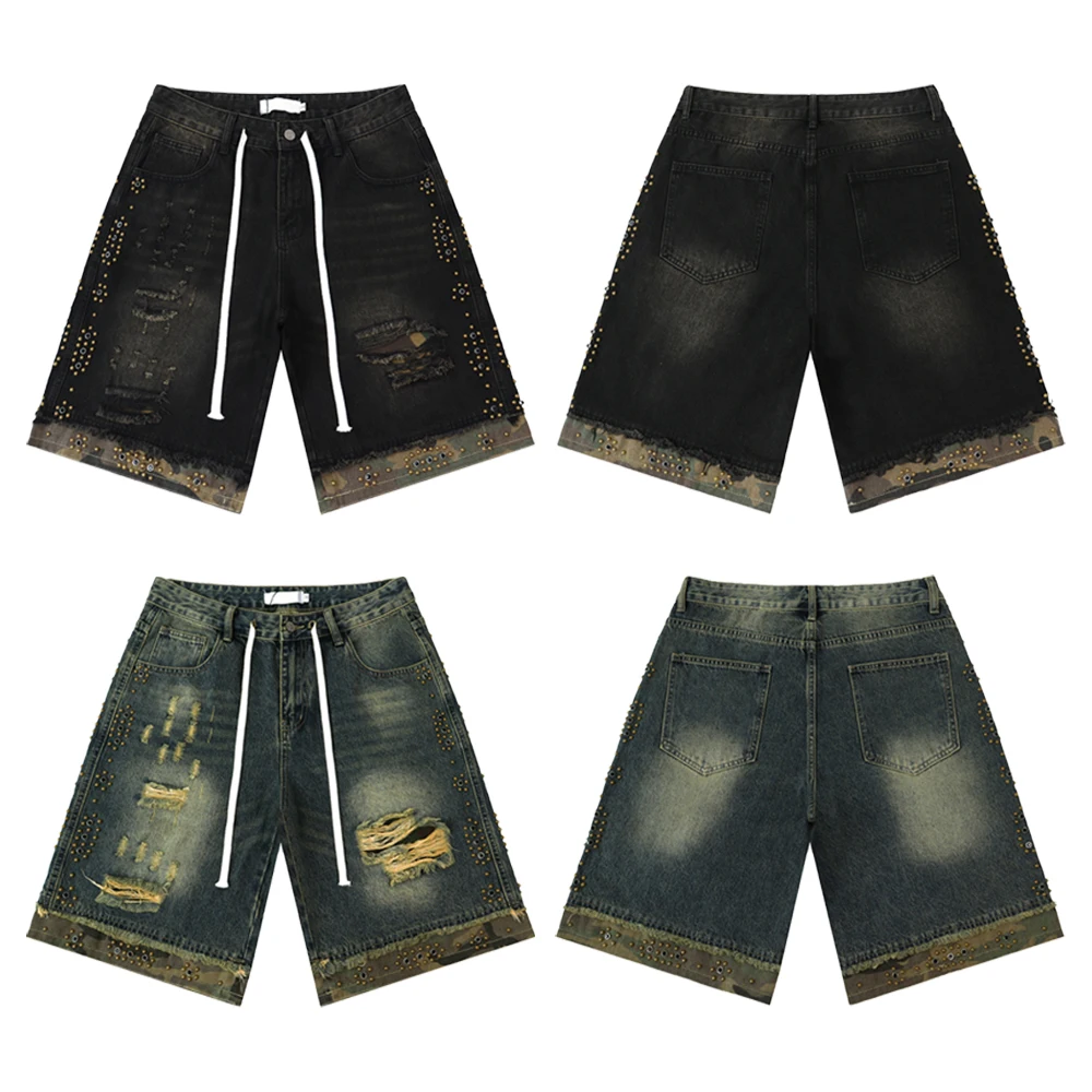 Y2k Streetwear Clothing Short Jeans with Rivets Hiphop Street Style Casual Vintage Cotton Camouflage Patchwork Cargo Short Pants
Y2k Streetwear Clothing Short Jeans with Rivets Hiphop Street Style Casual Vintage Cotton Camouflage Patchwork Cargo Short Pants