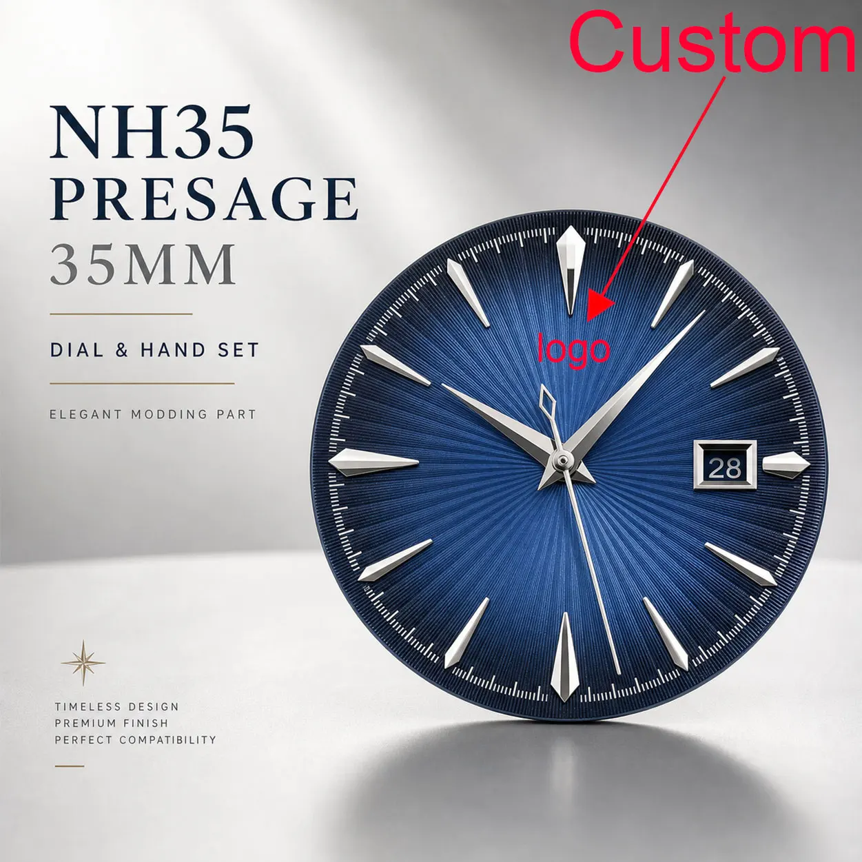 NH35 40mm silver 316L stainless steel sapphire glass transparent case suitable for NH35 movement silver hands custom logo
NH35 40mm silver 316L stainless steel sapphire glass transparent case suitable for NH35 movement silver hands custom logo