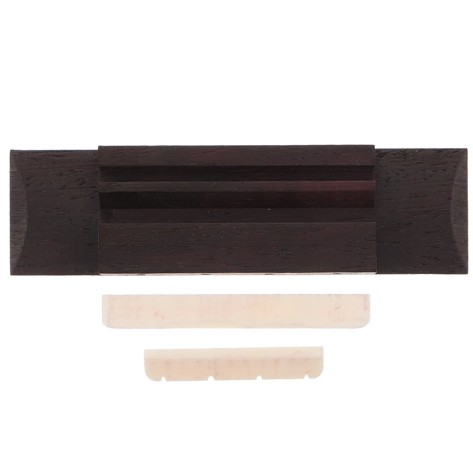 String Ukulele Bridge 9x2.5cm with Bone Saddle Strong Metal Build 11.7mm Total Height for Accurate Tuning Performance