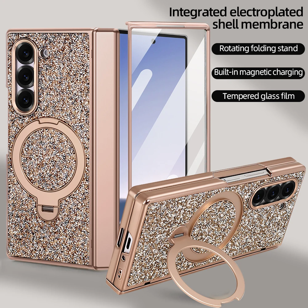 Чехол VIETAO из блестящей искусственной кожи с вращающимся кольцом-держателем и подставкой для Galaxy Z Fold 7/6, магнитная полная защита
Чехол VIETAO из блестящей искусственной кожи с вращающимся кольцом-держателем и подставкой для Galaxy Z Fold 7/6, магнитная полная защита