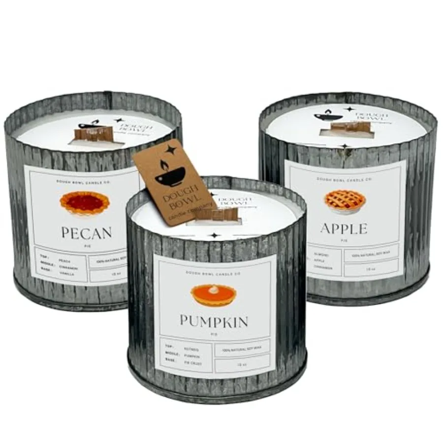 Dough Bowl Candle Co. Coffee Candle - Set of 3 Corrugated Metal Tin Set with Essential Oils in Apple Pie, Pumpkin and Pecan Pie
Dough Bowl Candle Co. Coffee Candle - Set of 3 Corrugated Metal Tin Set with Essential Oils in Apple Pie, Pumpkin and Pecan Pie