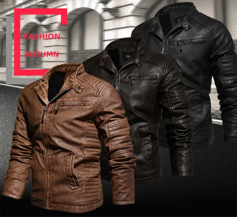 Brand Fleece Men's Leather Solid Color Blazers High Quality Leather Jacket Men's Fashion Jackets Stand Collar PU Leather Jackets
Brand Fleece Men's Leather Solid Color Blazers High Quality Leather Jacket Men's Fashion Jackets Stand Collar PU Leather Jackets