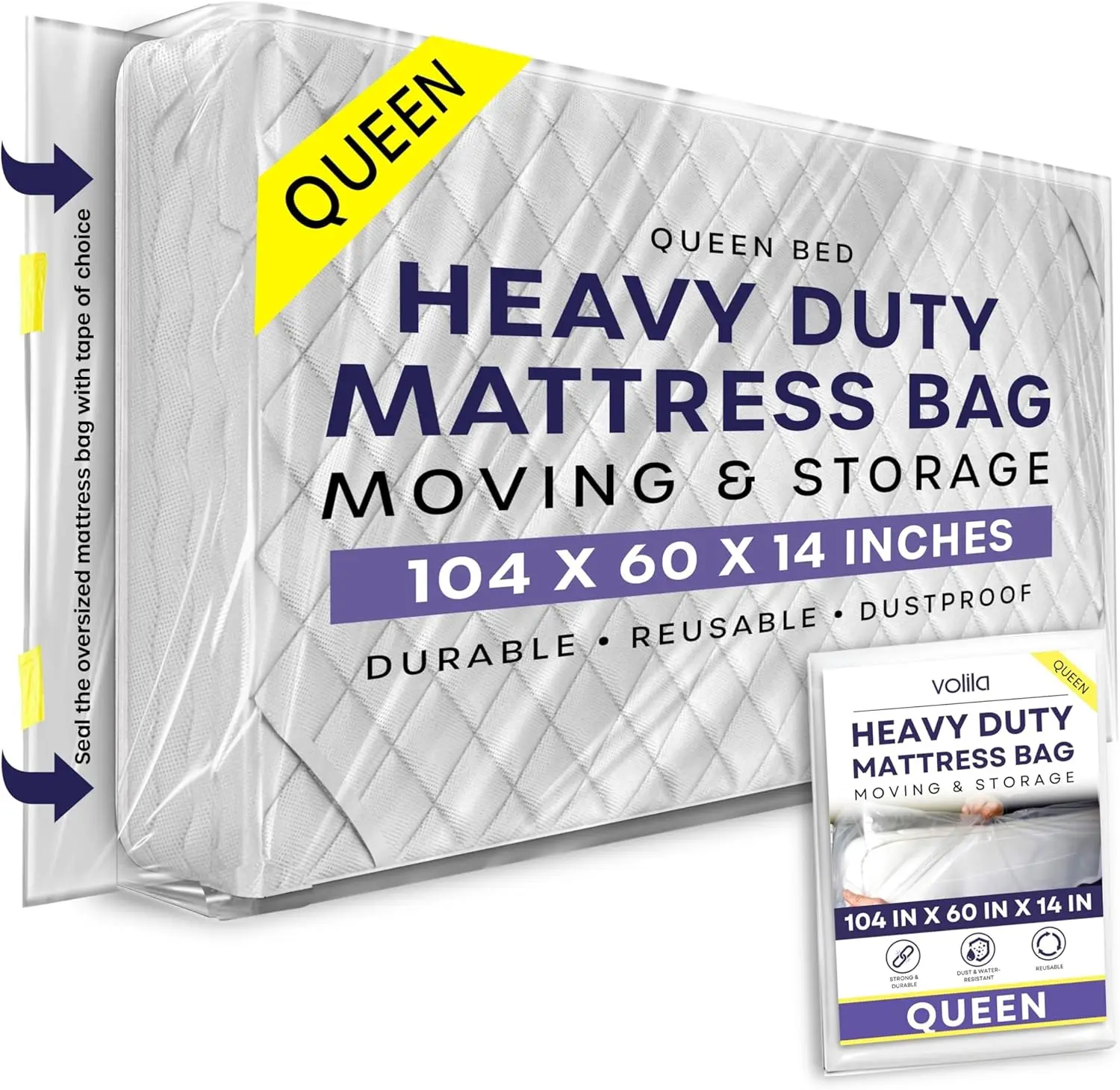 Heavy Duty Waterproof Mattress Bag for Moving & Storage - Reusable, Tear-Resistant, Protects from Dust & Pests
Heavy Duty Waterproof Mattress Bag for Moving & Storage - Reusable, Tear-Resistant, Protects from Dust & Pests