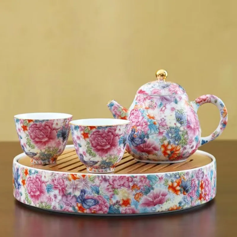 Luxury Enamel Tea Set, Hand-Painted Floral Gongfu Teapot, Exquisite Porcelain, Gongfu Tea Set, Collectible Artware & Home Decor
Luxury Enamel Tea Set, Hand-Painted Floral Gongfu Teapot, Exquisite Porcelain, Gongfu Tea Set, Collectible Artware & Home Decor