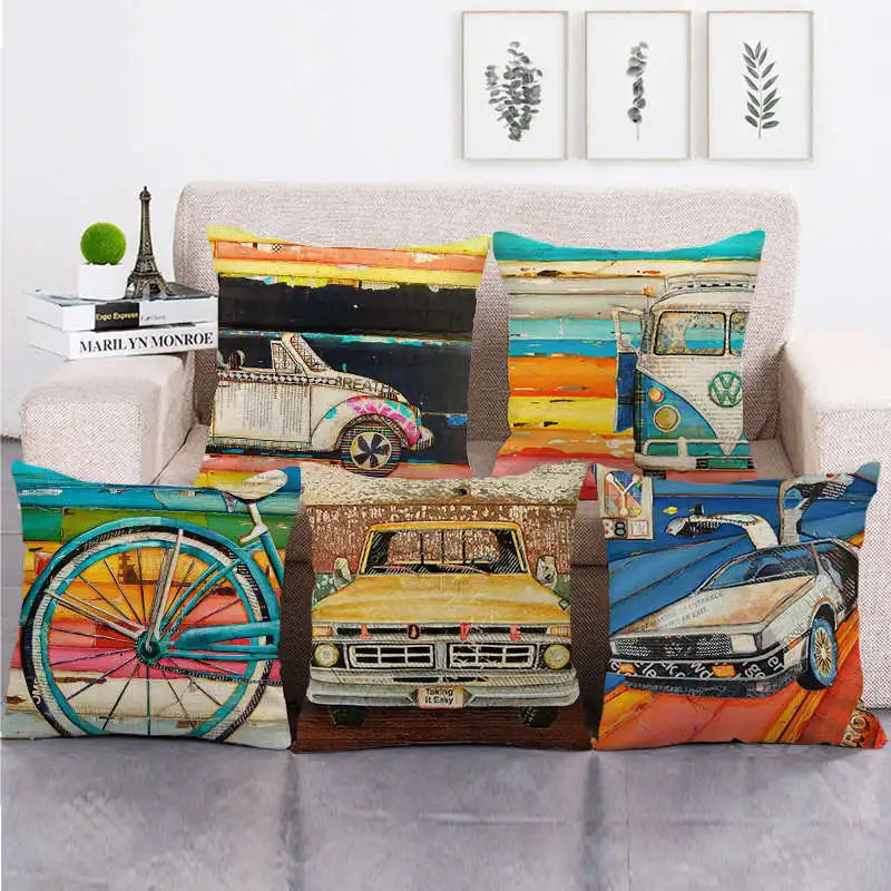 Colorful Car Pillow Case Vintage BEACH Pillowcase for Pillow Bedroom Living Room Sofa Home Decoration 45x45 Cm Pillow Cover
Colorful Car Pillow Case Vintage BEACH Pillowcase for Pillow Bedroom Living Room Sofa Home Decoration 45x45 Cm Pillow Cover