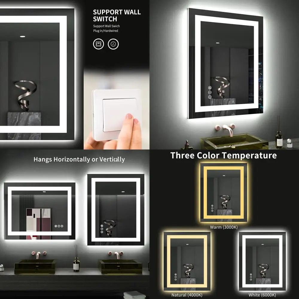 24 x 30 LED-Illuminated Bathroom Mirror, Anti-Fog, Dimmable, Backlit & Front Lit, Tempered Glass, ETL Certified
24 x 30 LED-Illuminated Bathroom Mirror, Anti-Fog, Dimmable, Backlit & Front Lit, Tempered Glass, ETL Certified