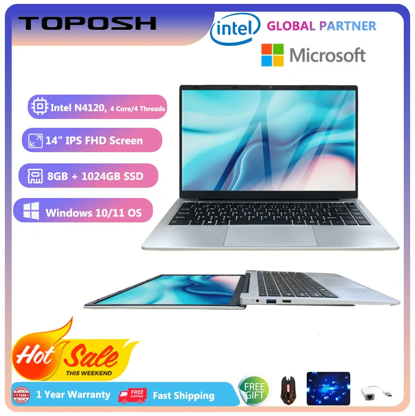 TOPOSH Home Laptop Intel N4120 4 Core 14 Inch 8GB RAM 512GB 1TB SSD Lightweight Student Computer Portable PC Notebook FHD
TOPOSH Home Laptop Intel N4120 4 Core 14 Inch 8GB RAM 512GB 1TB SSD Lightweight Student Computer Portable PC Notebook FHD