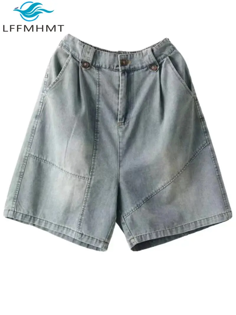 Summer Vintage Cotton Denim Shorts for Women Korean Style Elastic Waist Solid Color Slim Fit Loose Casual Mid-Length Jeans
Summer Vintage Cotton Denim Shorts for Women Korean Style Elastic Waist Solid Color Slim Fit Loose Casual Mid-Length Jeans