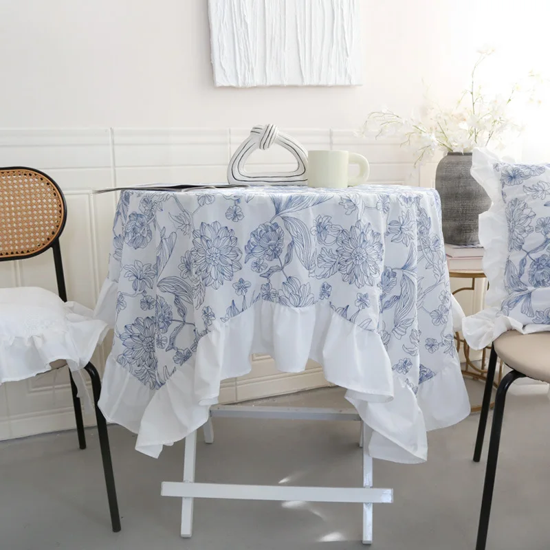 Cotton Table Cloth with Ruffle, Blue and White Porcelain Embroidery Tablecloth for Home Dining Coffee Wedding Party Table Decor
Cotton Table Cloth with Ruffle, Blue and White Porcelain Embroidery Tablecloth for Home Dining Coffee Wedding Party Table Decor