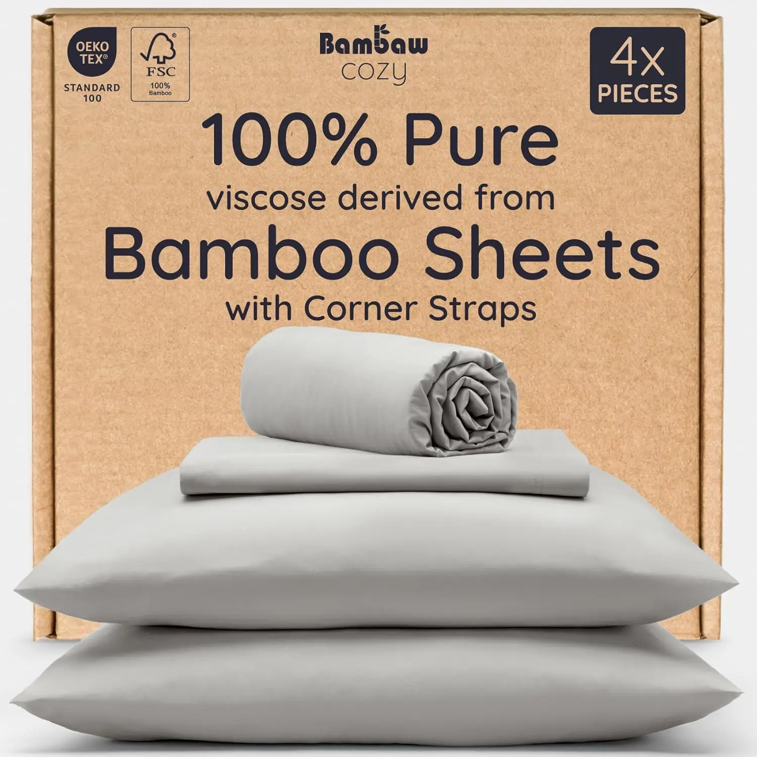 Bambaw California King Sheet Set 4pcs – 100% Viscose Derived from Bamboo Deep Pocket Sheets, Fits Up to 16'' Mattresses, Cooling
Bambaw California King Sheet Set 4pcs – 100% Viscose Derived from Bamboo Deep Pocket Sheets, Fits Up to 16'' Mattresses, Cooling