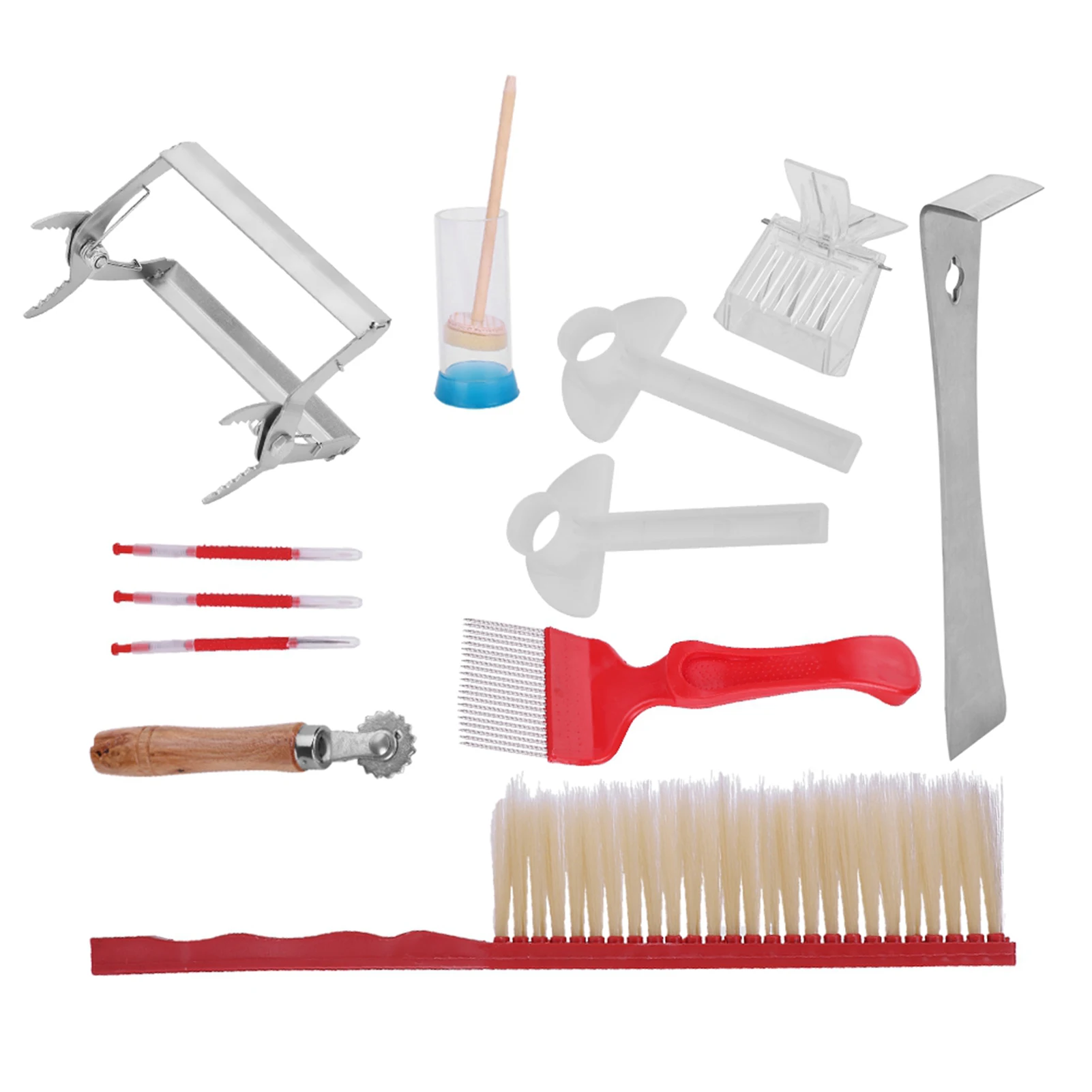 12Pcs Beekeeping Tools Kit Stainless Steel Hive Tool Bee Brush Extracting Fork Queen Marking Cage With Plunger Hive Tool
12Pcs Beekeeping Tools Kit Stainless Steel Hive Tool Bee Brush Extracting Fork Queen Marking Cage With Plunger Hive Tool