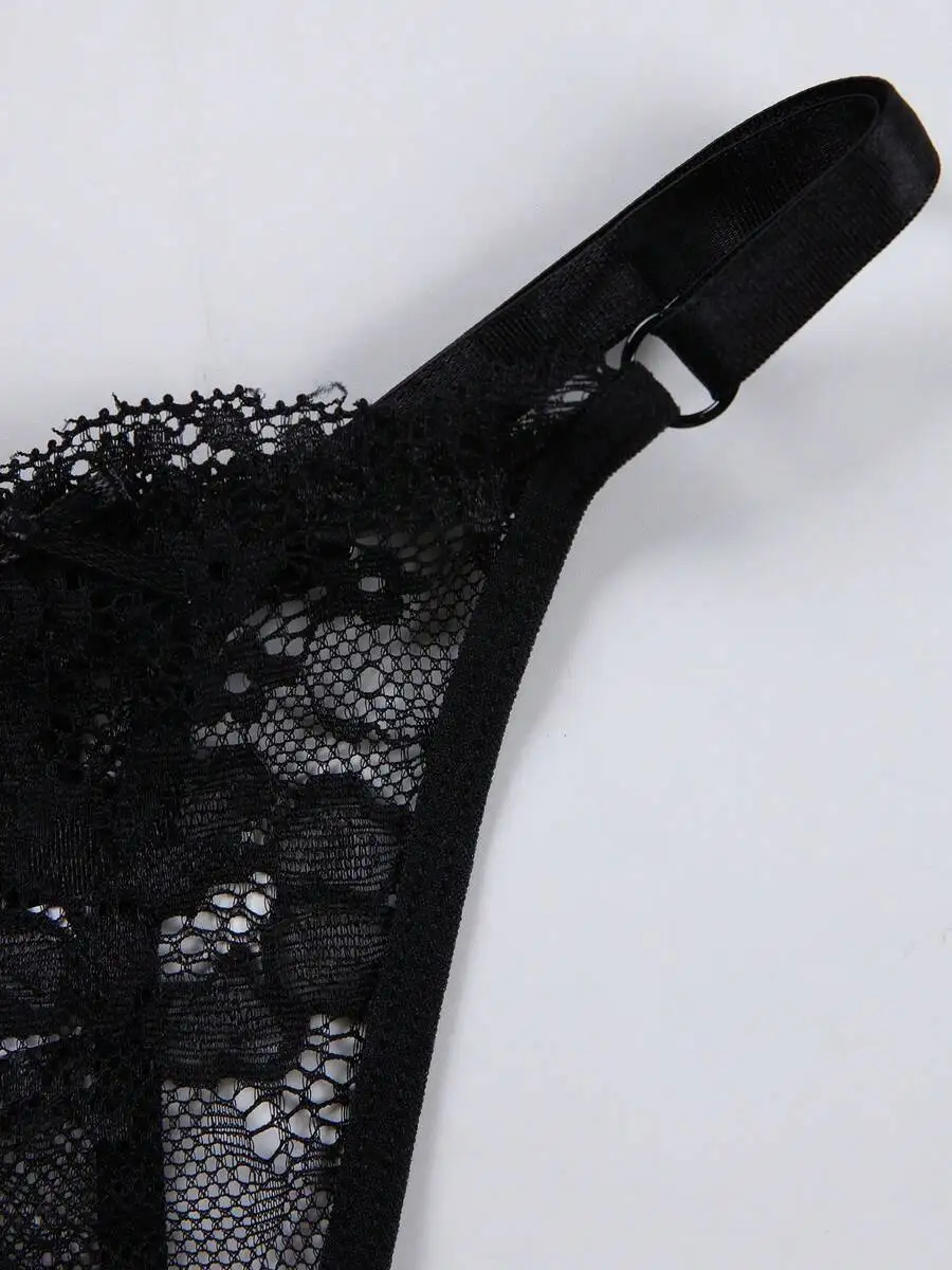 Black Lace Hollow Out Adjustable Waistband Low-Rise Thong Panties For Women
Black Lace Hollow Out Adjustable Waistband Low-Rise Thong Panties For Women